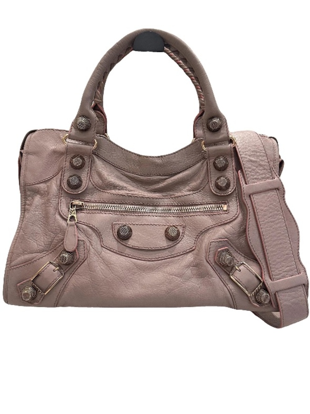 Balenciaga RARE NEW vintage City shoulder bag giant studs dusty rose/pink/mauve